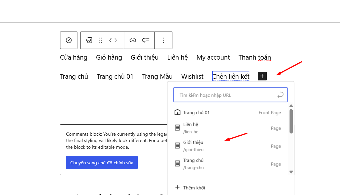 Tạo menu đa cấp bằng Site Editor