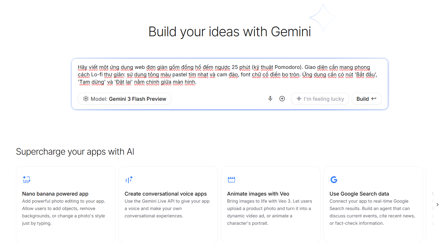 Nhập "Vibe" đầu tiên (Prompt khởi tạo)