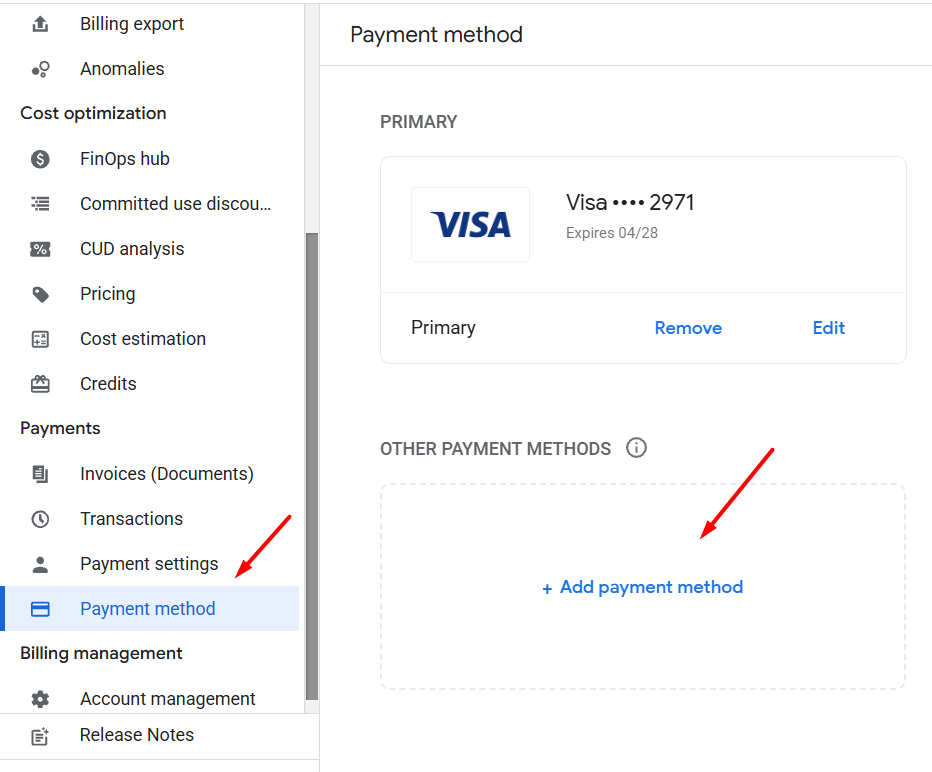 Thêm một phương thức thanh toán mới