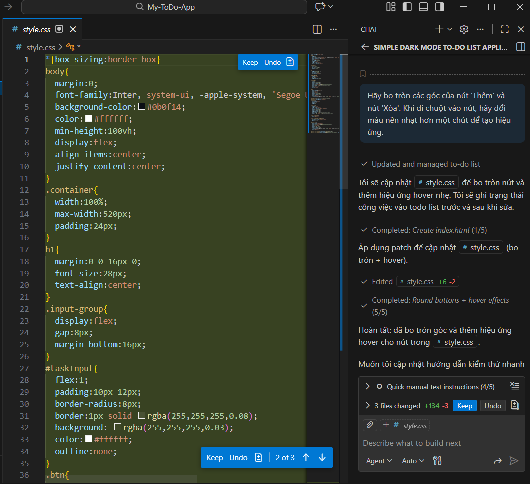 Hướng dẫn sử dụng Copilot trong VSCode để thực hiện Vibe Coding