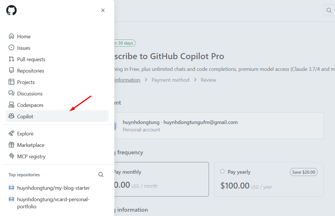 Cách đăng ký sử dụng GitHub Copilot miễn phí