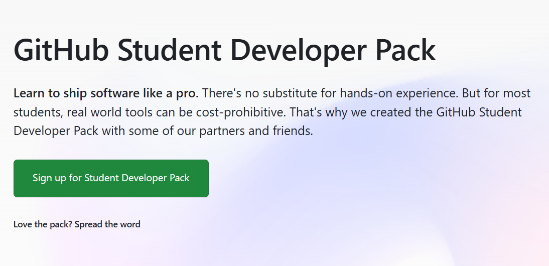 Tham gia GitHub Student Developer Pack (Dành cho học sinh, sinh viên)