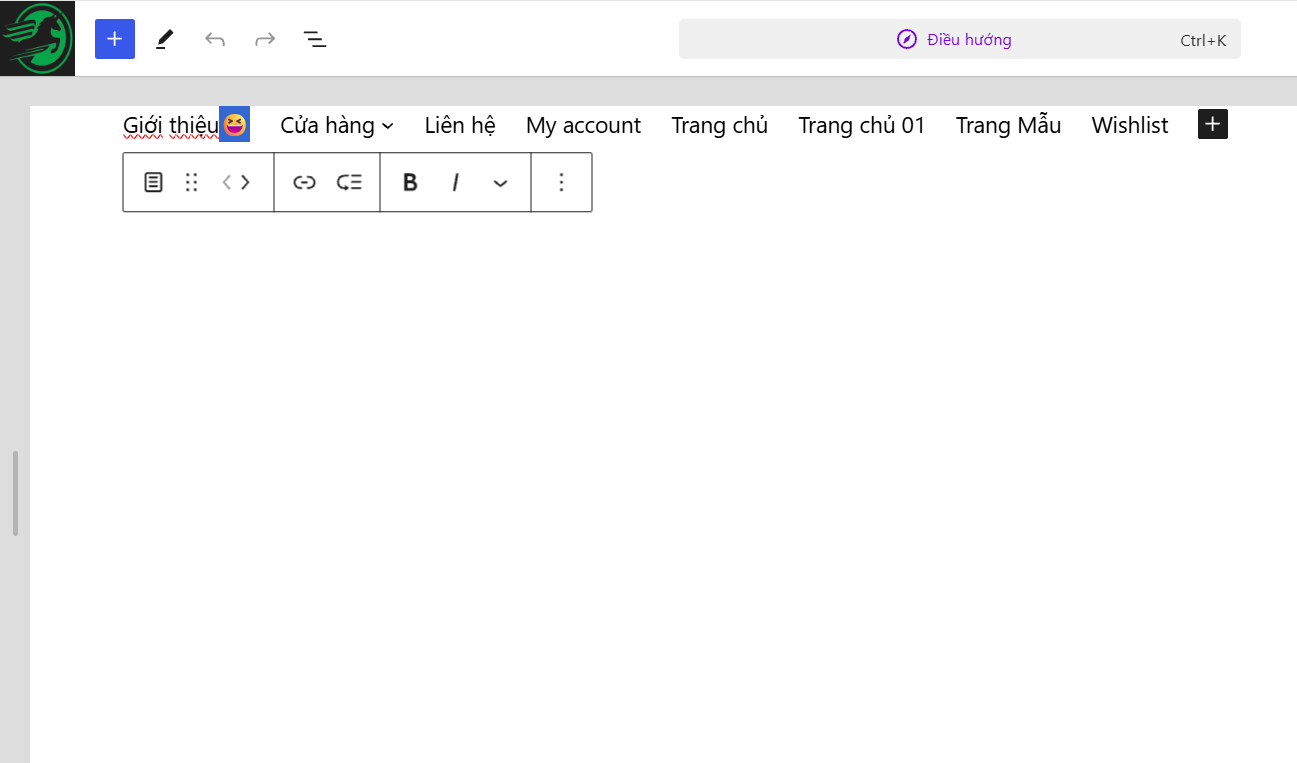 Cách 3: Thêm Icon trong Trình thiết kế (Site Editor) – Dành cho giao diện Block Theme