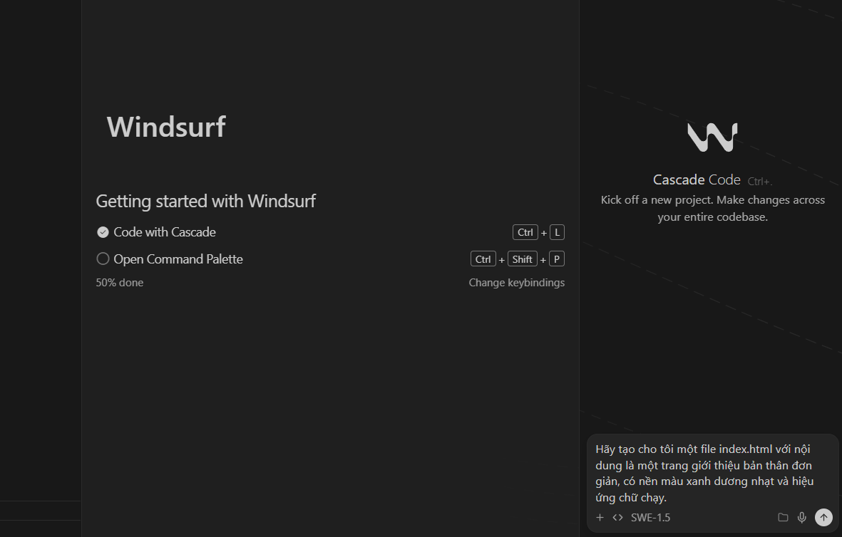 Viết ứng dụng đầu tiên cùng Windsurf Cascade 