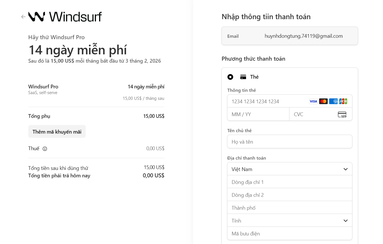 Cài đặt và đăng ký tài khoản Windsurf