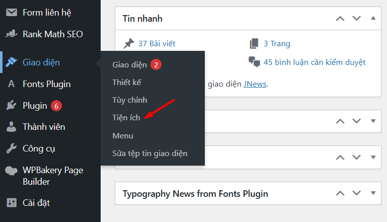Thêm Sidebar qua giao diện Widget truyền thống 