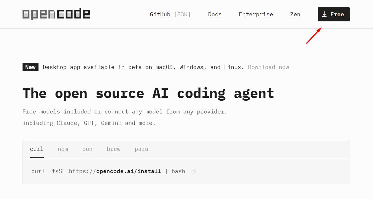 Cách cài đặt OpenCode miễn phí