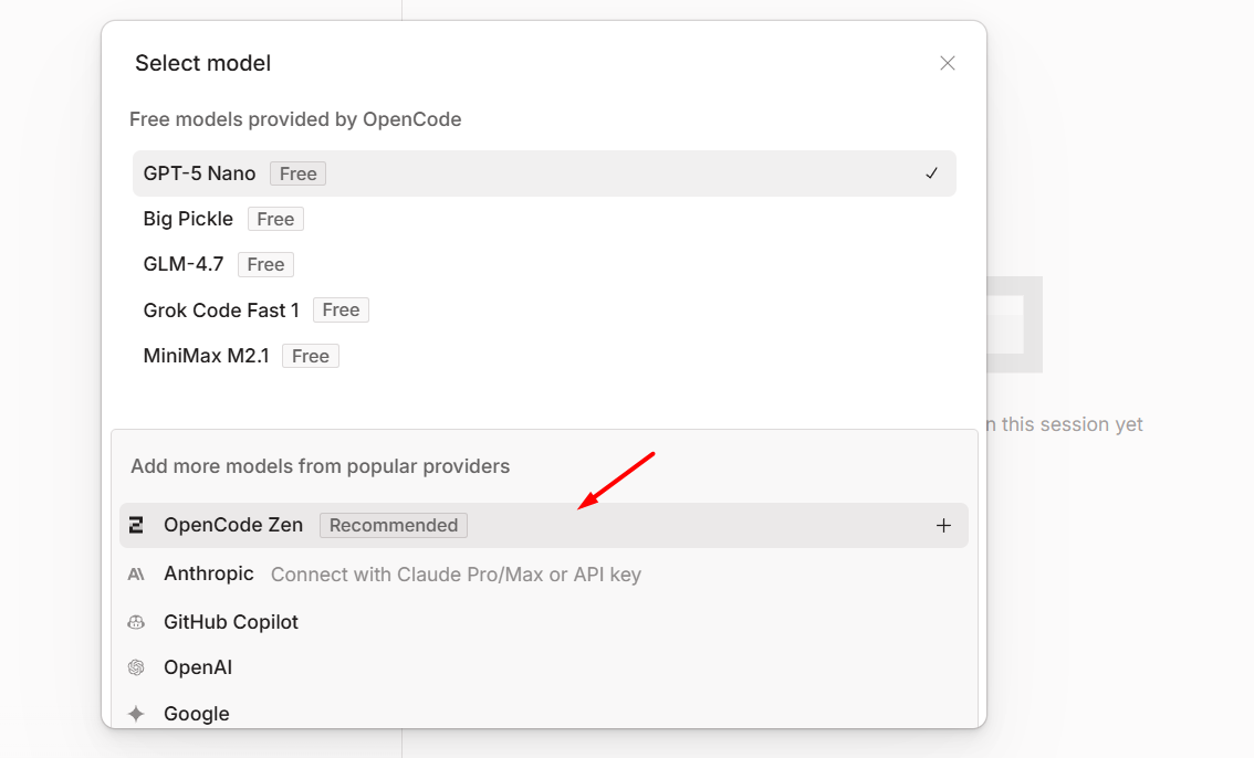 Cách kết nối OpenCode với dịch vụ Zen