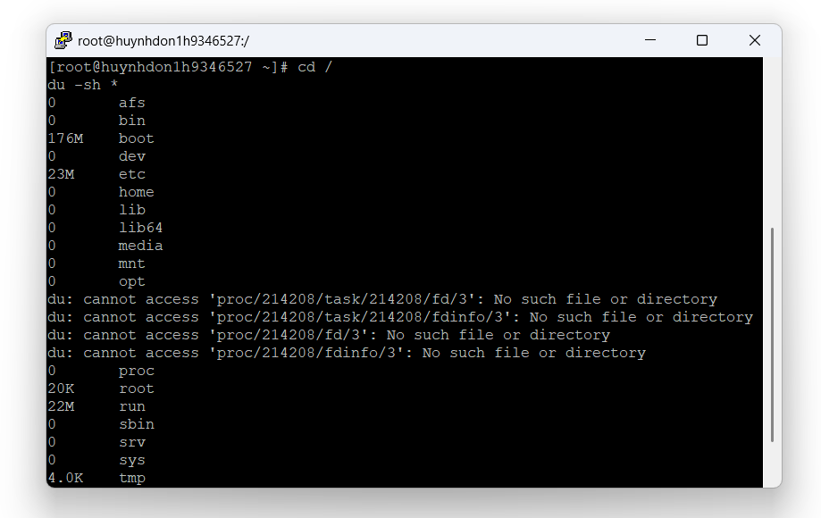 Phân tích chi tiết thư mục với lệnh du (Disk Usage)