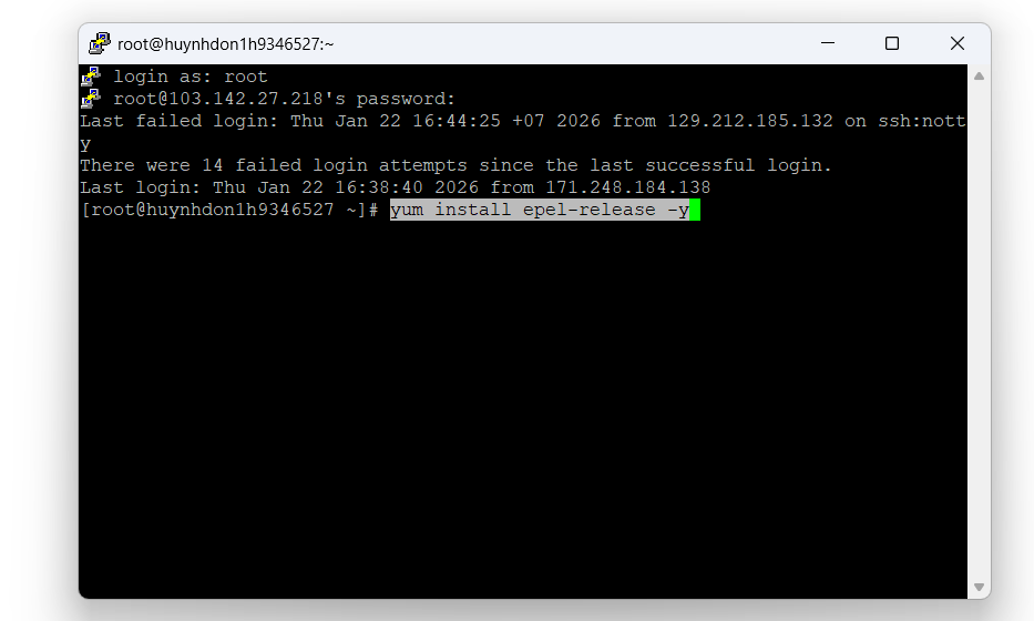 Cài đặt kho thư viện EPEL