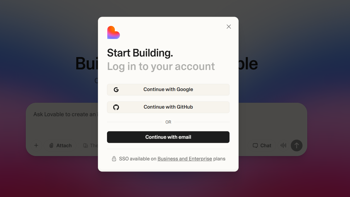 Đăng ký tài khoản Lovable