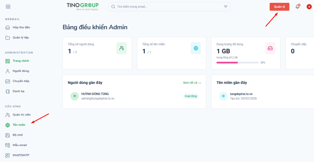 Cấu hình với tên miền đăng ký tại nhà cung cấp khác