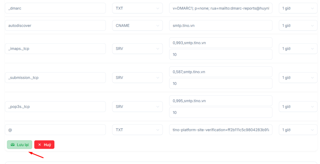 Cấu hình với tên miền đăng ký tại Tino Group
