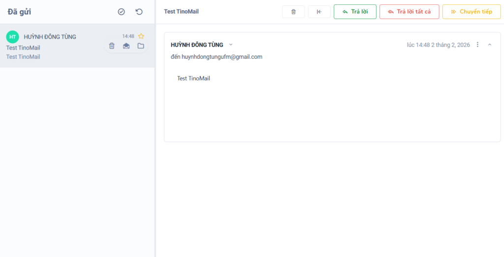 Kiểm tra hoạt động gửi nhận email