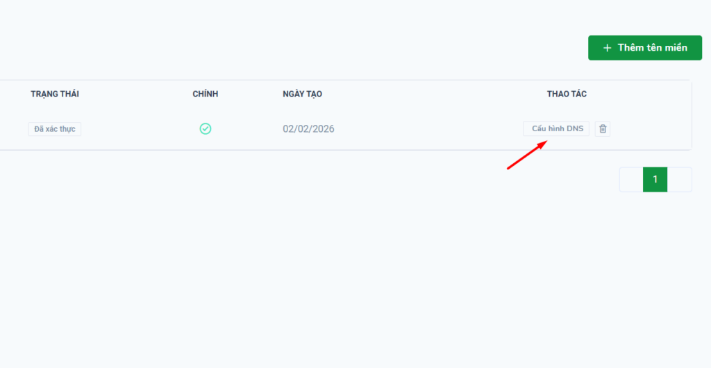Cấu hình với tên miền đăng ký tại Tino Group
