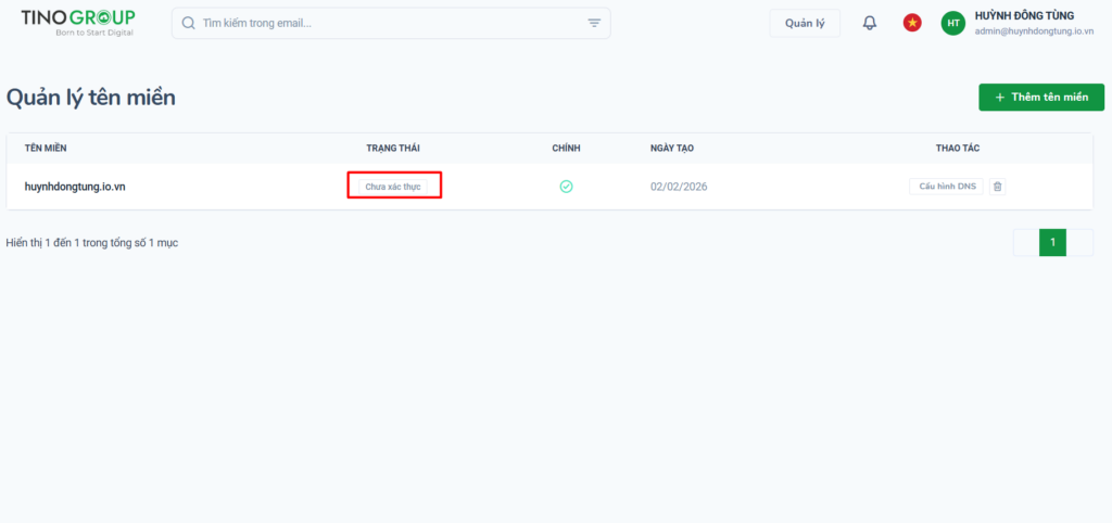 Cấu hình DNS để email tên miền hoạt động