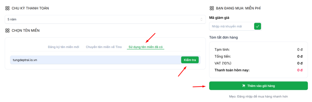 Cách đăng ký gói TinoMail miễn phí