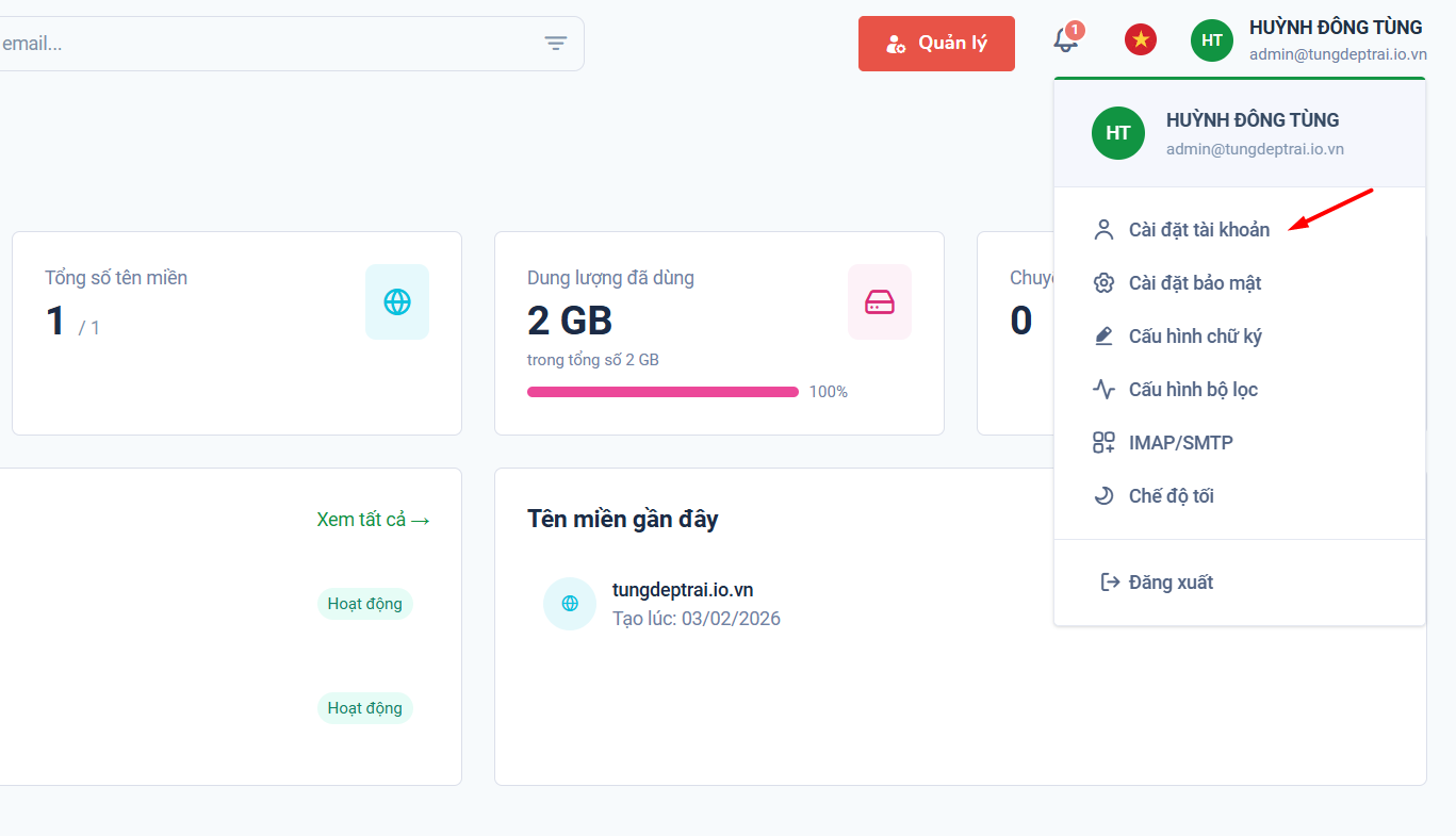 Thiết lập và quản lý tài khoản cá nhân