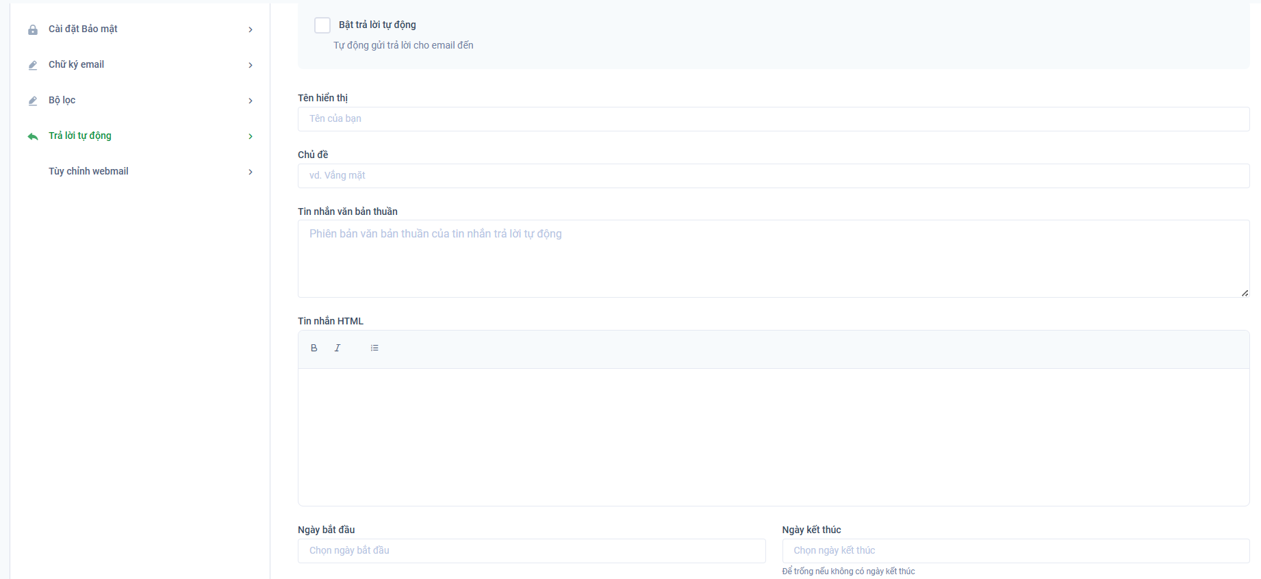 Trả lời tự động