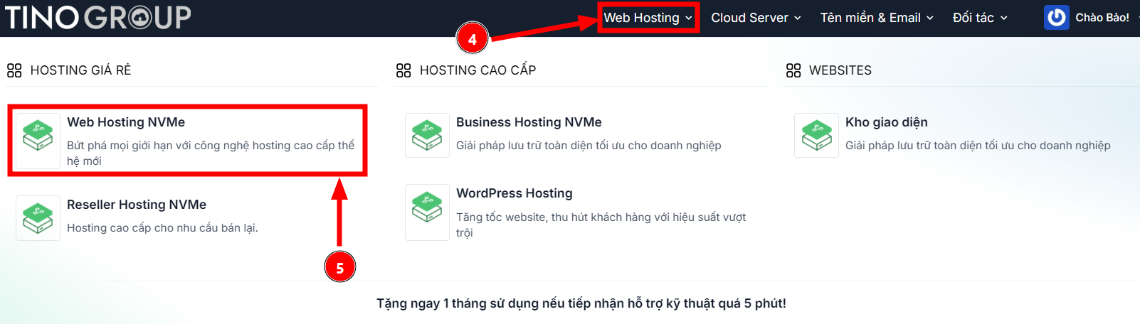 Các bước đăng ký hosting miễn phí