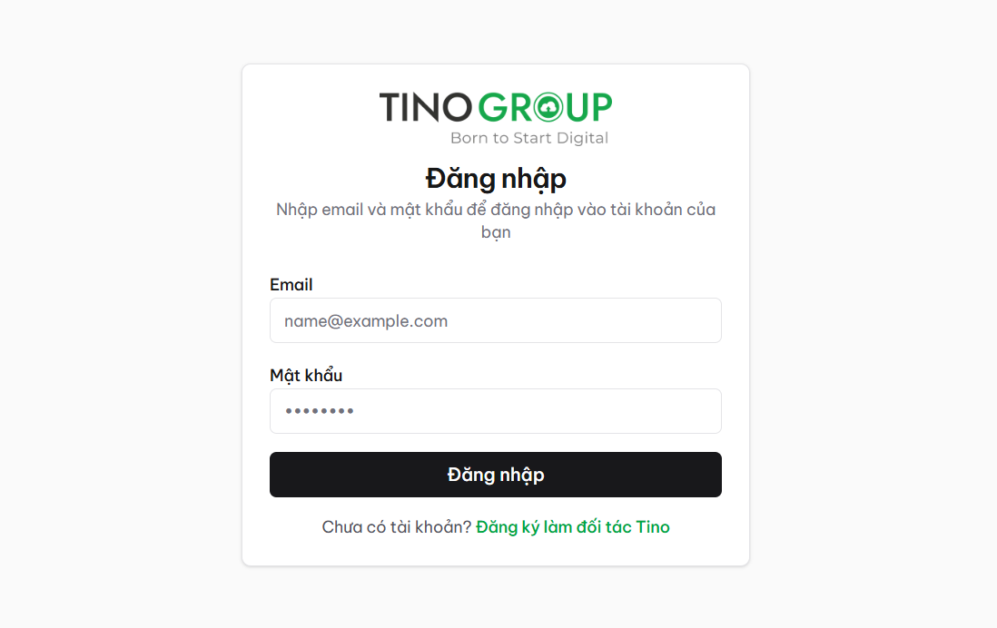 Đăng nhập hệ thống quản lý Partner