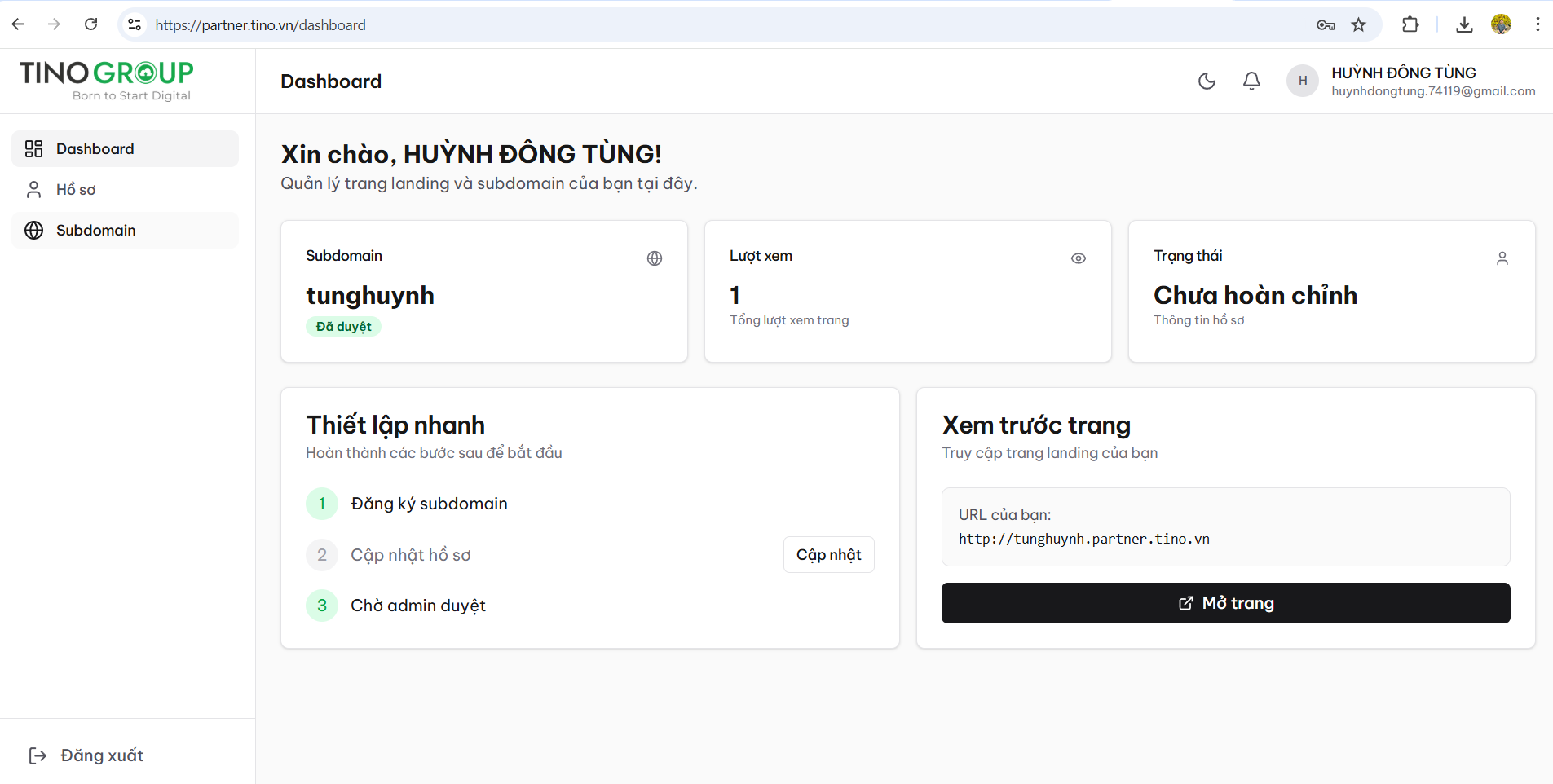 Cập nhật thông tin hồ sơ