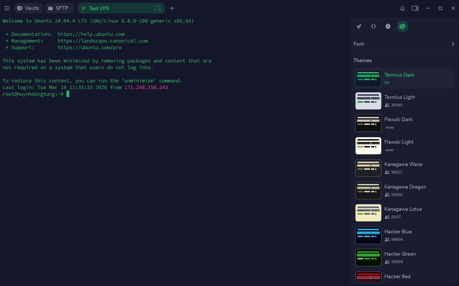 Các bước sử dụng Terminus kết nối SSH tới VPS