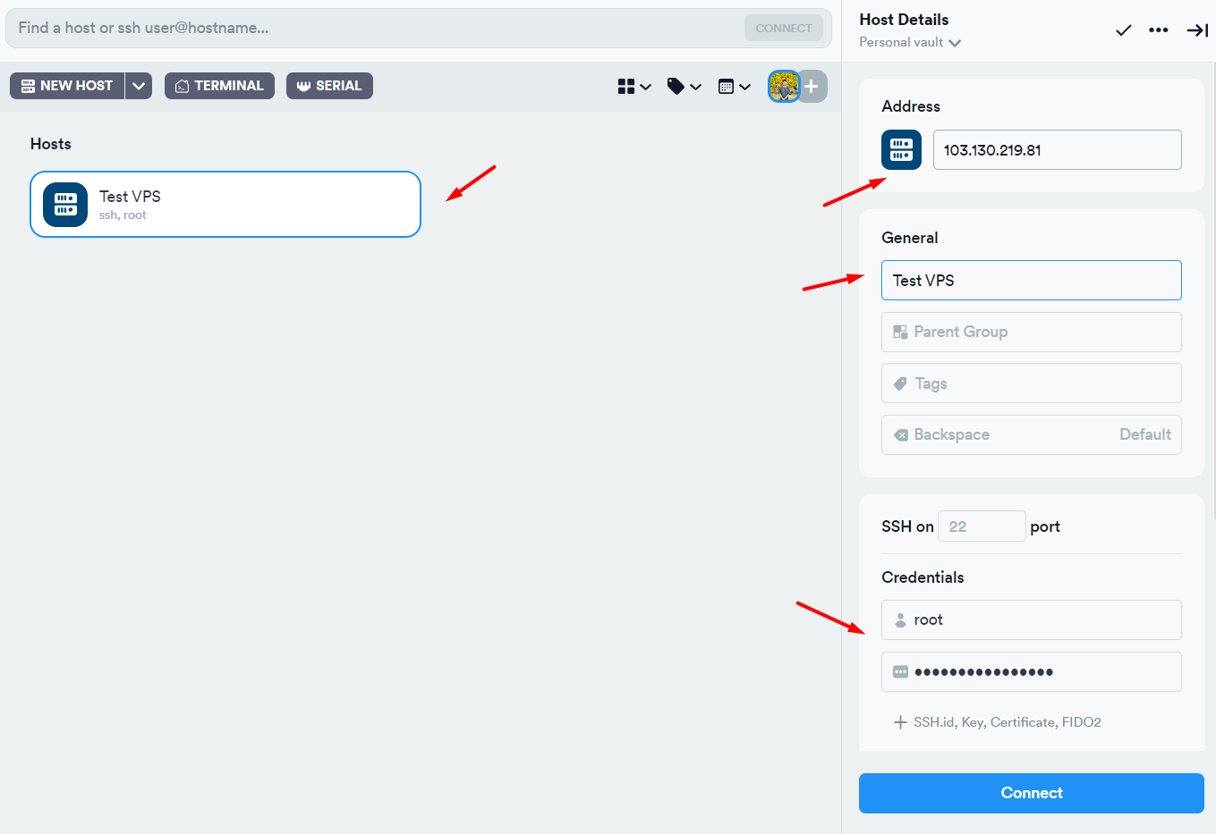 Các bước sử dụng Terminus kết nối SSH tới VPS