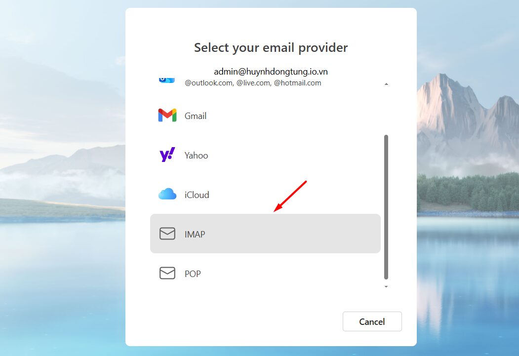 Lựa chọn giao thức kết nối email