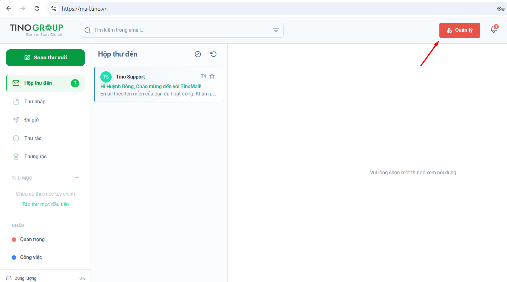 Đồng bộ email từ Gmail sang TinoMail 