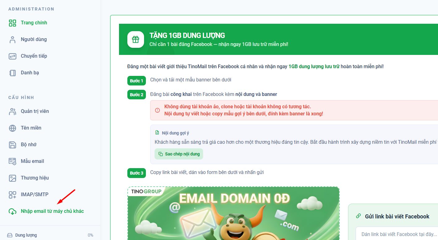 Đồng bộ email từ Gmail sang TinoMail 