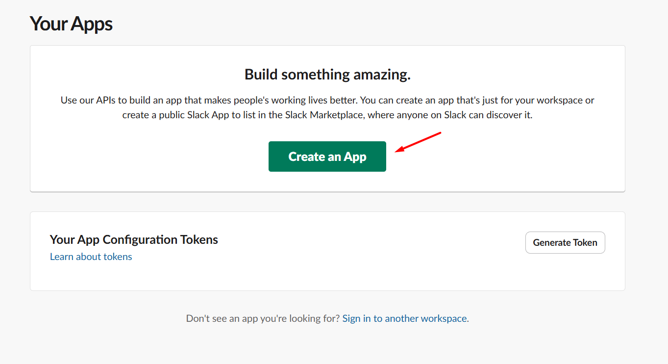 Khởi tạo ứng dụng trên Slack API