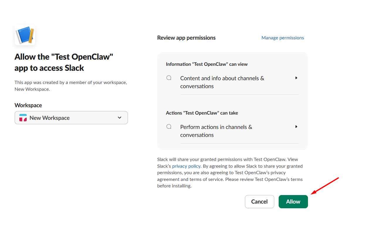 Lấy mã Bot User OAuth Token