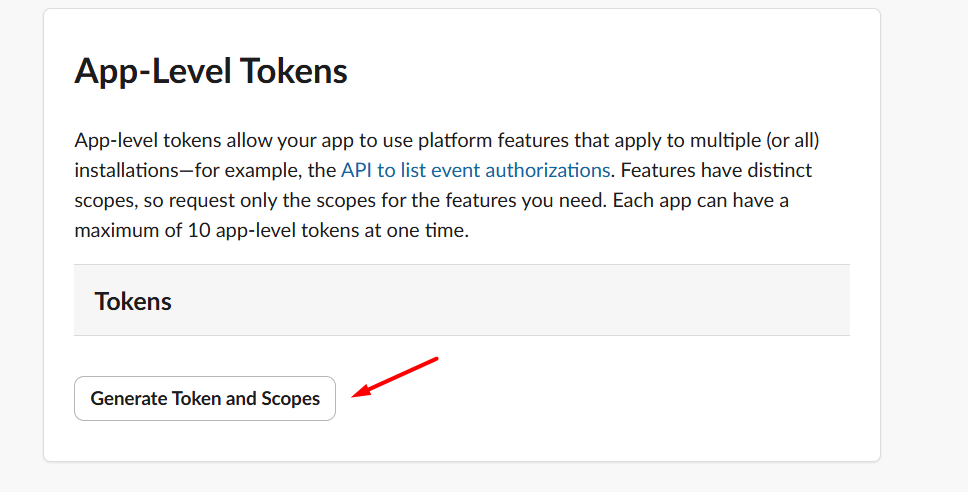Cấu hình và lấy mã App-Level Token