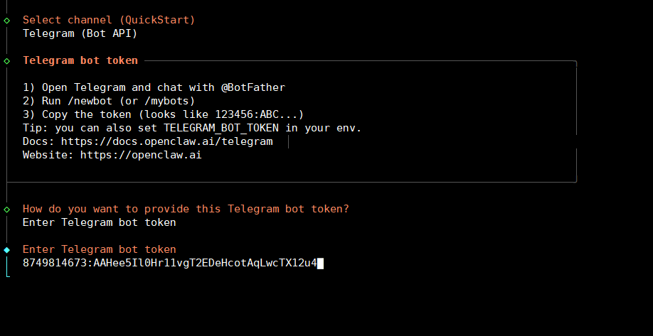 Hướng dẫn cài đặt OpenClaw trên VPS bằng Docker 15 Bước 4: Tích hợp kênh nhắn tin Telegram