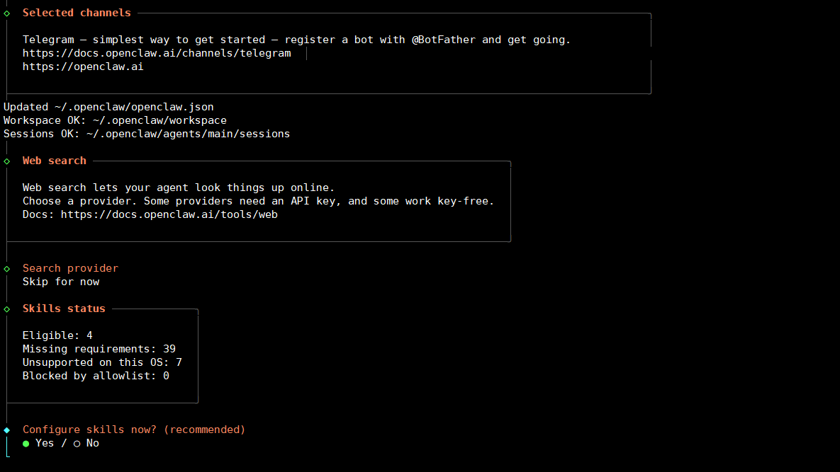Hướng dẫn cài đặt OpenClaw trên VPS bằng Docker 17 Bước 5: Cấu hình Web search, Skills và các thành phần khác