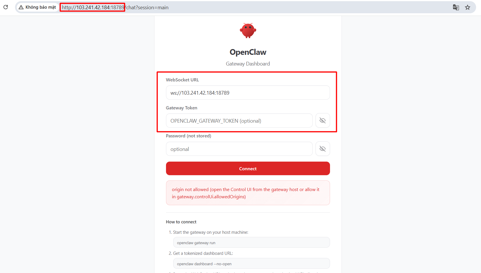 Hướng dẫn cài đặt OpenClaw trên VPS bằng Docker 24 Bước 6: Truy cập bảng điều khiển