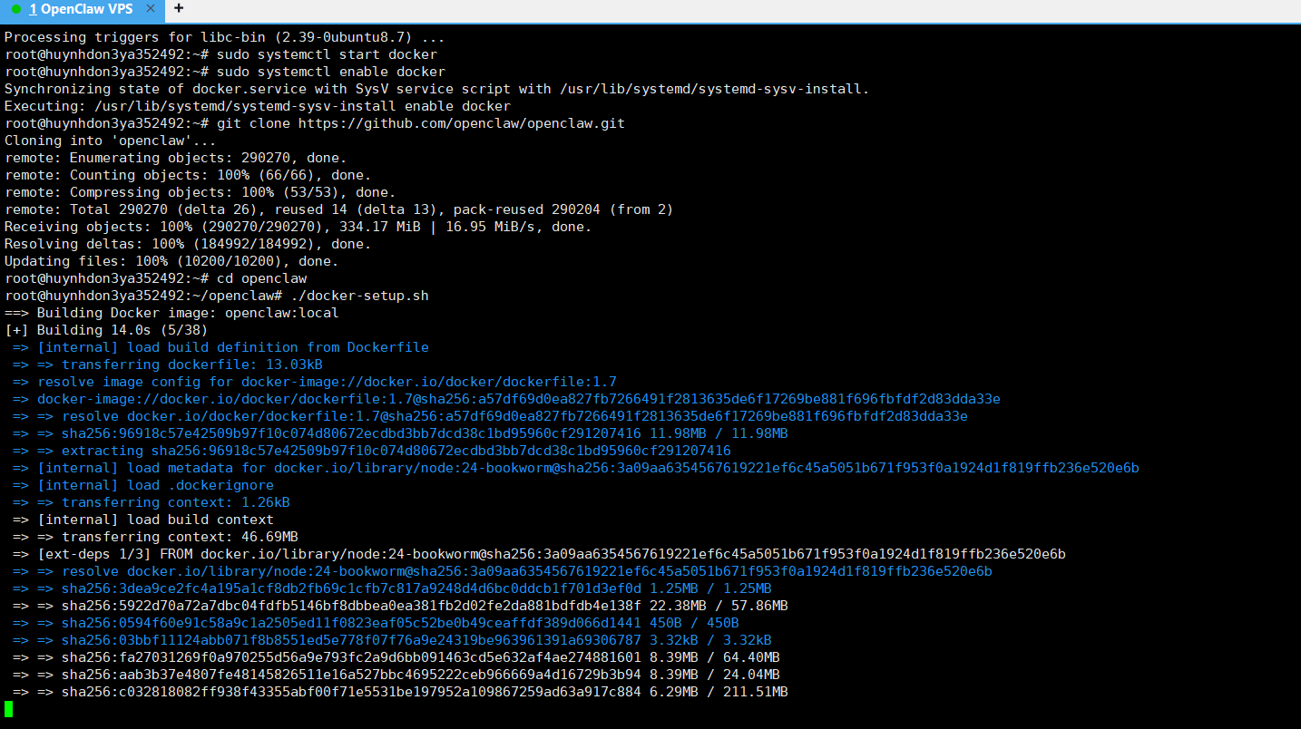 Hướng dẫn cài đặt OpenClaw trên VPS bằng Docker 6 Bước 2: Tải mã nguồn OpenClaw