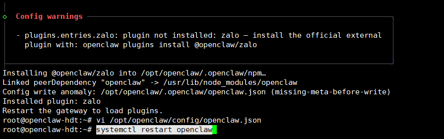 Kết nối Zalo với OpenClaw trên VPS OpenClaw Tino