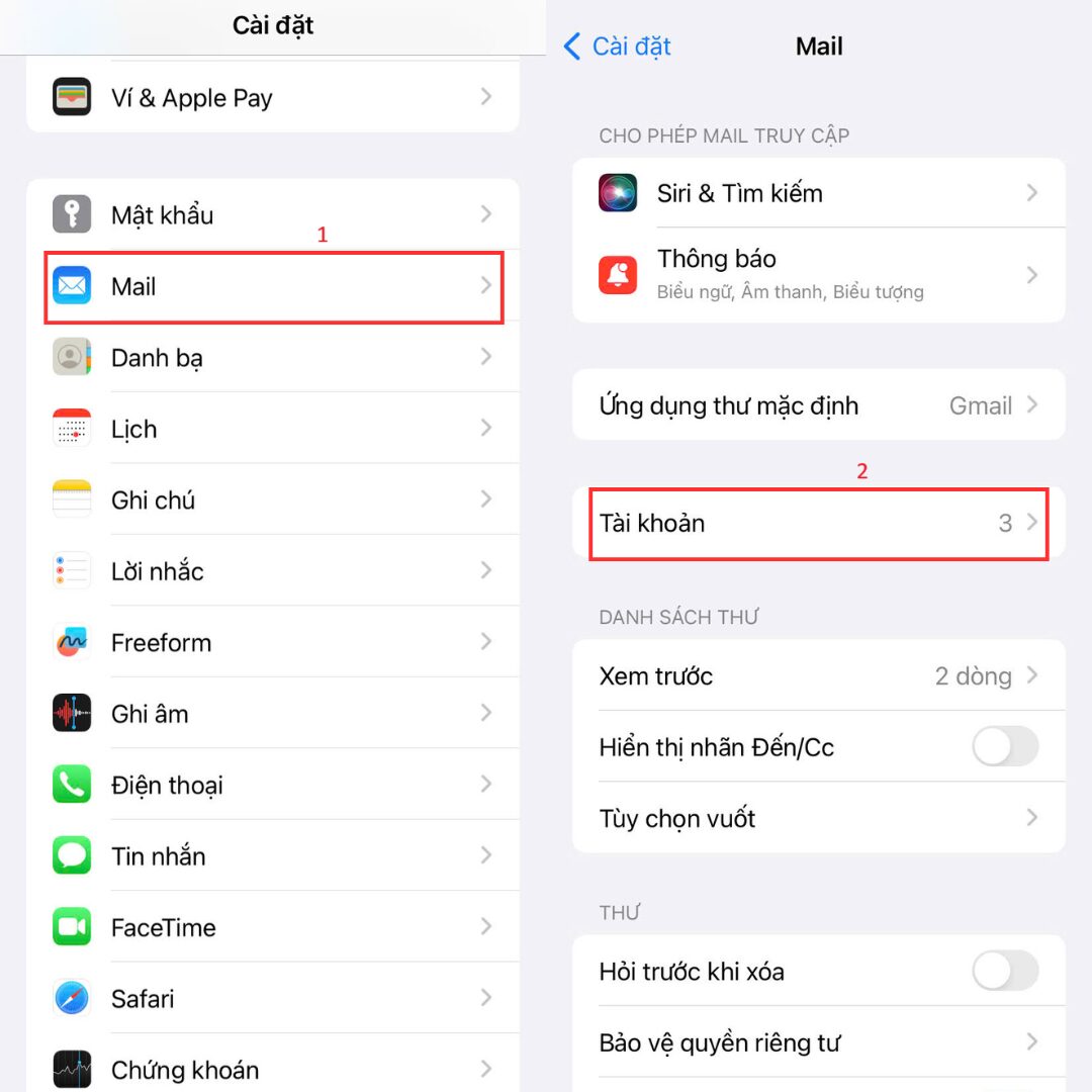 Các bước đăng nhập TinoMail vào ứng dụng Mail 