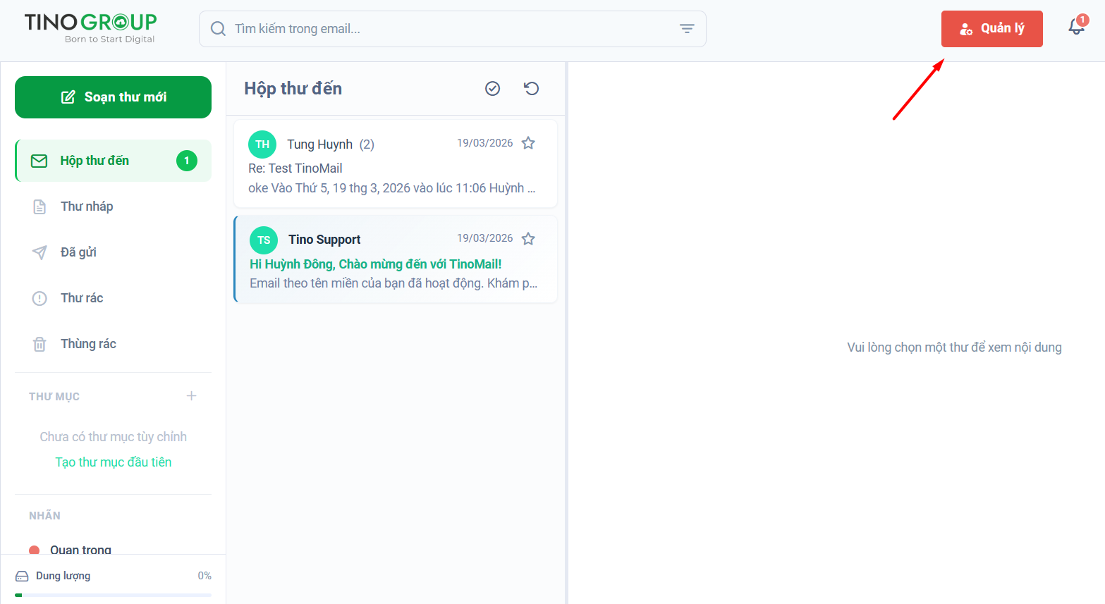 Hướng dẫn đăng nhập TinoMail vào ứng dụng Mail trên Android 1 Chuẩn bị thông số cấu hình máy chủ từ TinoMail