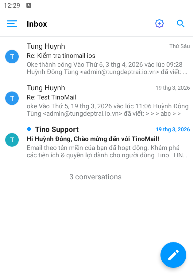 Hướng dẫn đăng nhập TinoMail vào ứng dụng Mail trên Android 7 Các bước kết nối TinoMail vào ứng dụng Mail trên Android
