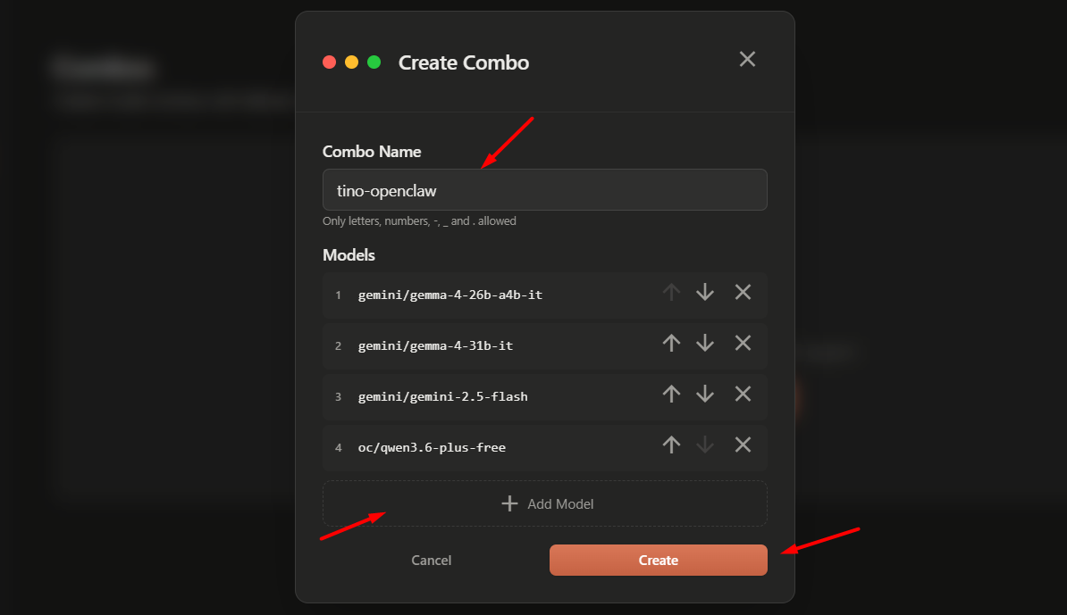 Khởi tạo nhóm Combo mới