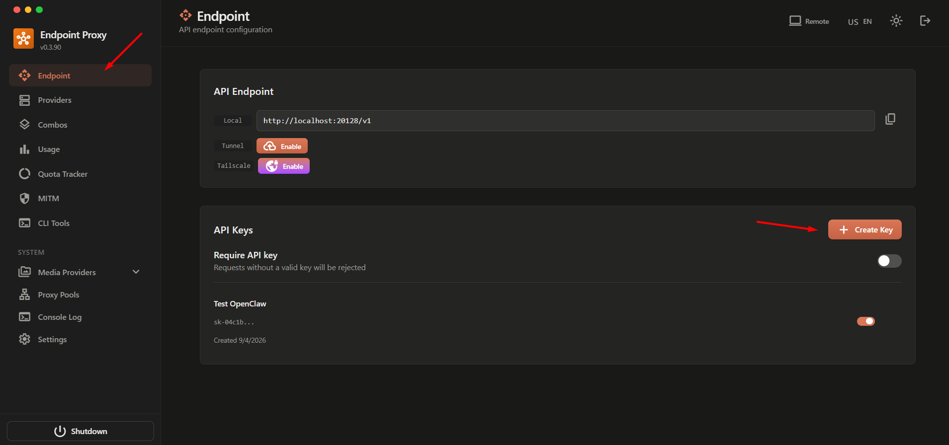 Tạo API Key cho OpenClaw trên 9Router