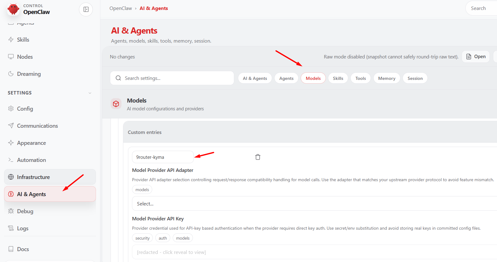 Tùy chỉnh tham số trong Web Control của OpenClaw