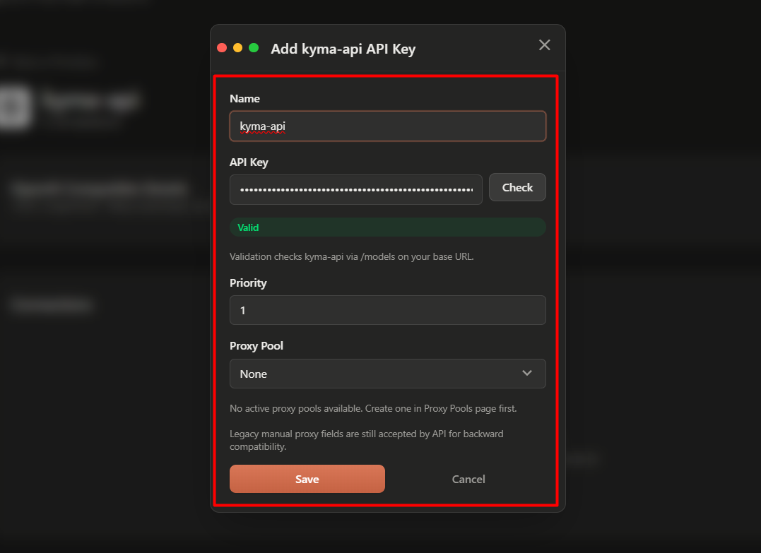 Thêm Kyma API làm Provider trên 9Router