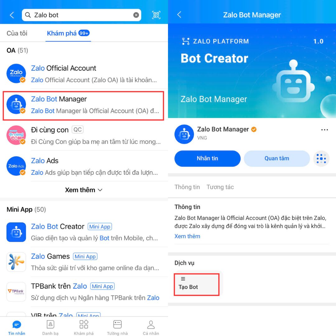 Hướng dẫn kết nối Zalo với OpenClaw qua Bot API chi tiết A-Z 2 Tạo bot Zalo thông qua Zalo Bot Manager