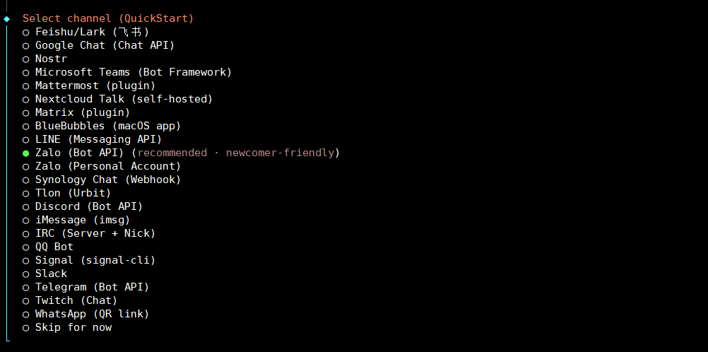 Hướng dẫn kết nối Zalo với OpenClaw qua Bot API chi tiết A-Z 11 Cấu hình kênh nhắn tin OpenClaw trên VPS