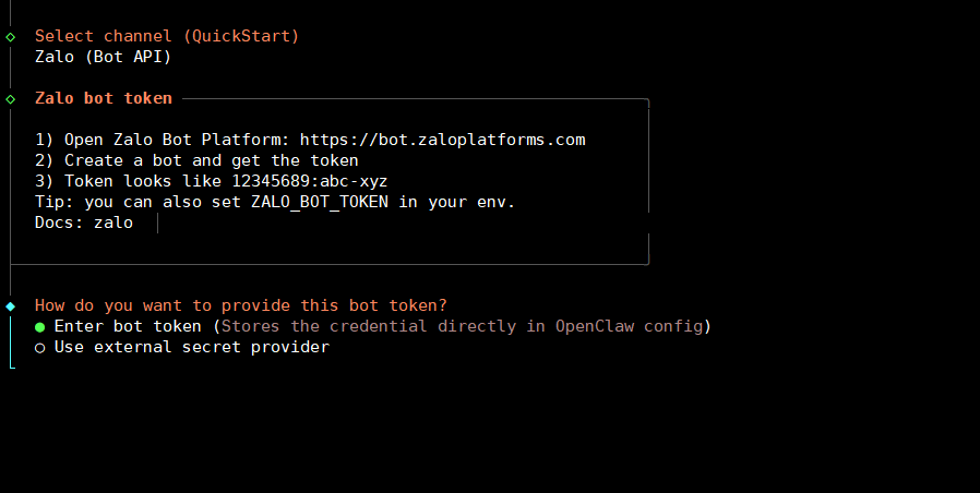Hướng dẫn kết nối Zalo với OpenClaw qua Bot API chi tiết A-Z 12 Cấu hình kênh nhắn tin OpenClaw trên VPS