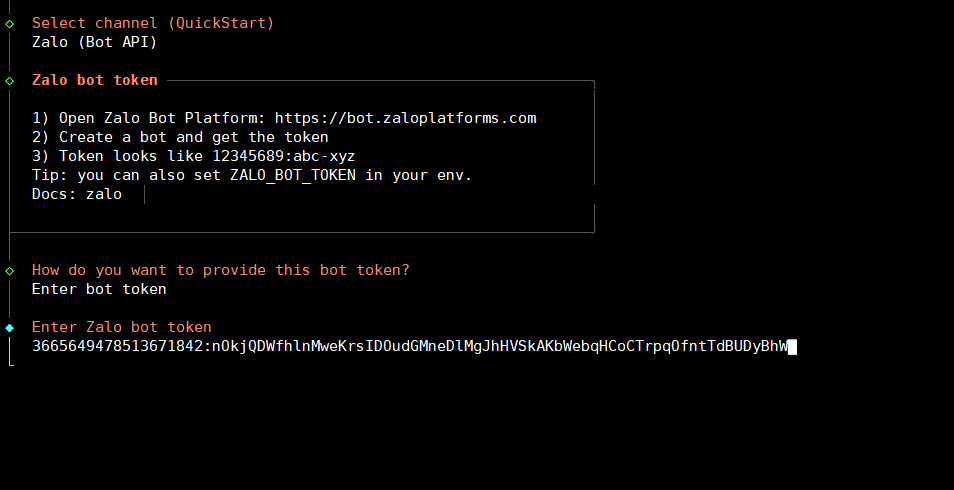 Hướng dẫn kết nối Zalo với OpenClaw qua Bot API chi tiết A-Z 13 Hướng dẫn kết nối Zalo với OpenClaw qua Bot API chi tiết A-Z 1